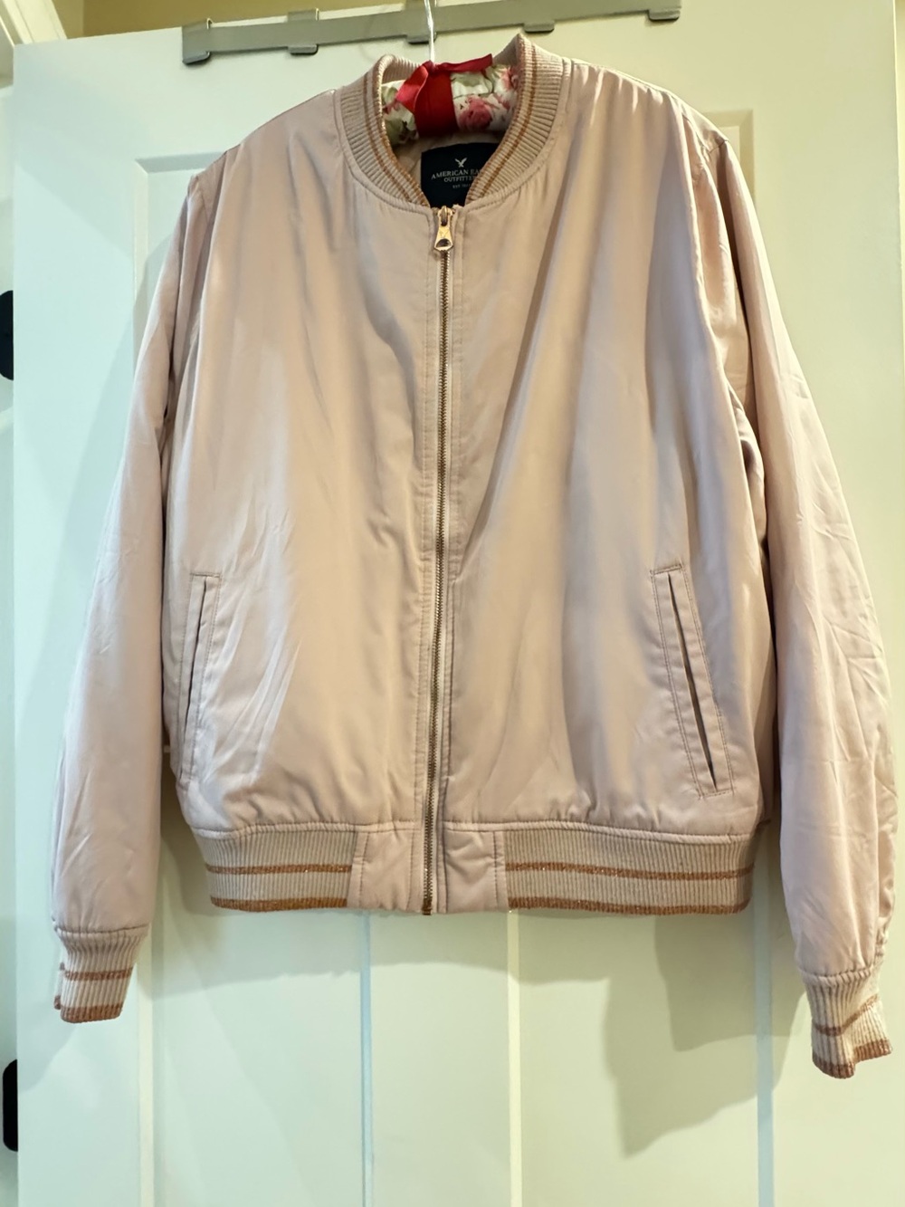 American Eagle Outfitters Blush Pink Bomber Jacket gently worn